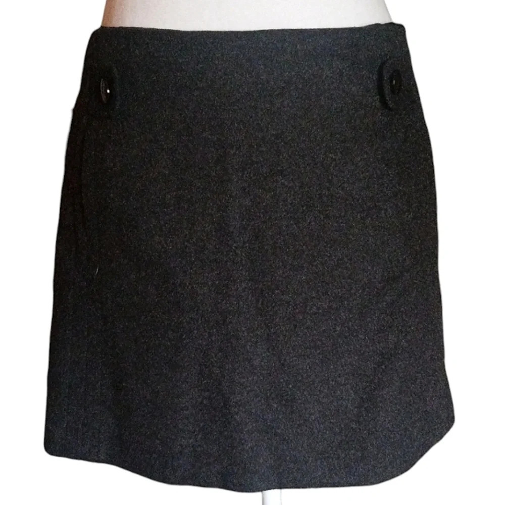 J. Crew Charcoal Gray Wool Cashmere Blend Contemporary Office Skirt Size 2